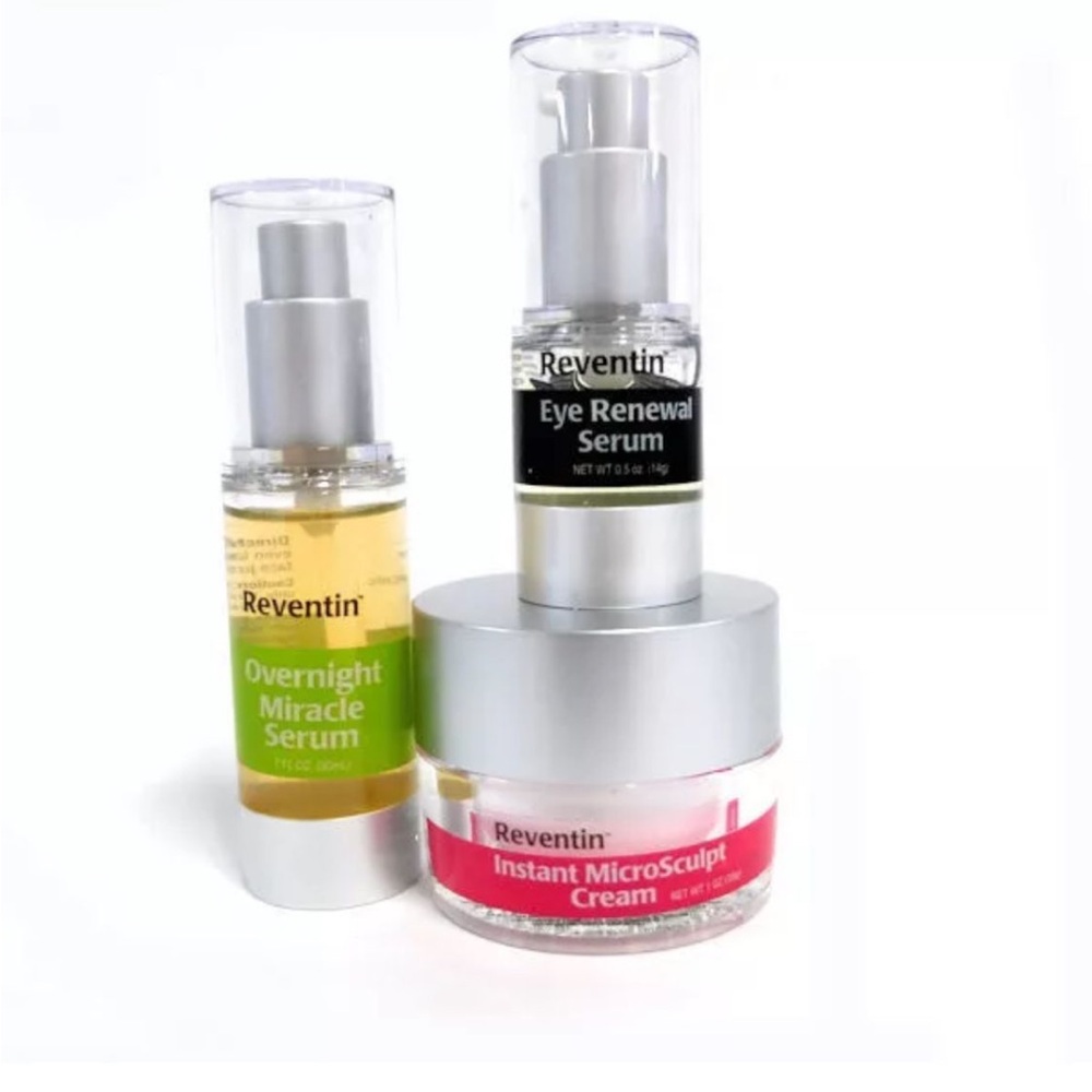 Reventin Power 3 Pack Overnight Miracle Serum, MicroSculpt Cream, Eye Renewal